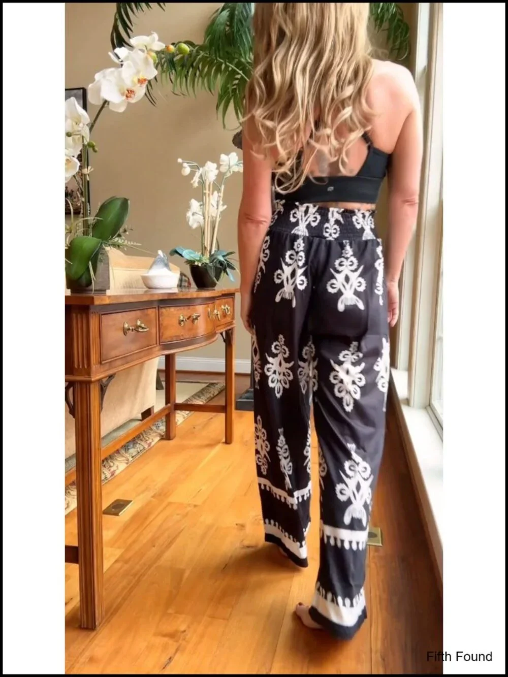 Women's Elastic High Waisted Wide Leg Palazzo Pants with Pockets